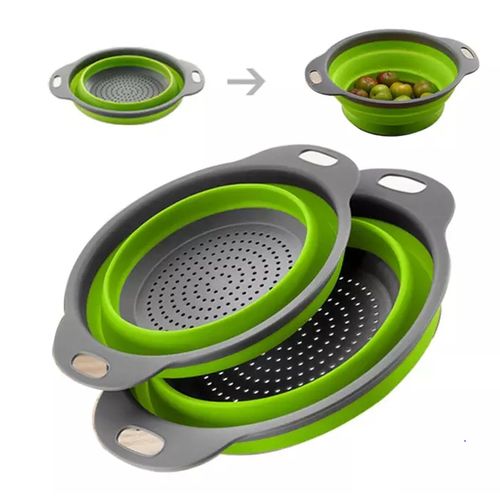 Passoire Rond en Silicone Pliable Rétractable - Vert - X10 Maroc - Livraison gratuite -
