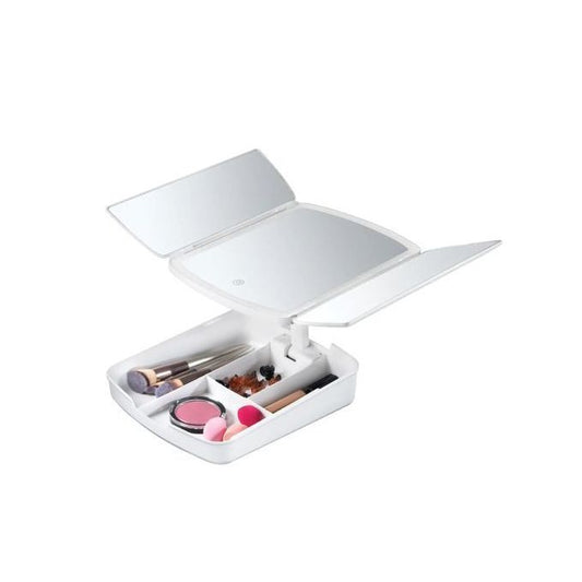 Miroir de maquillage éclairé et organiseur