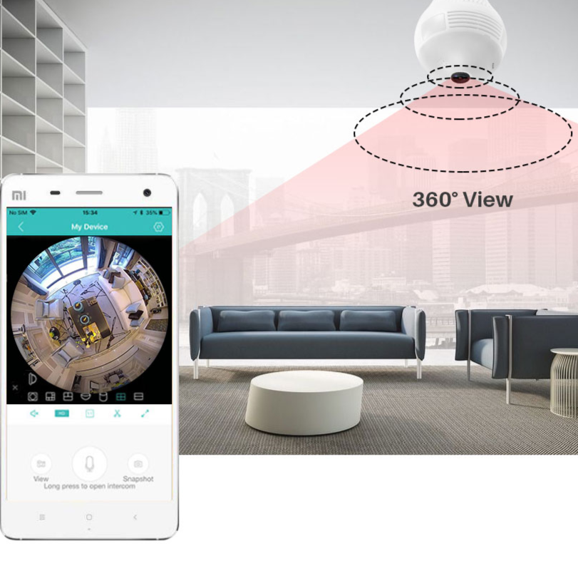 Fisheye - Caméra de surveillance panoramique 360 °