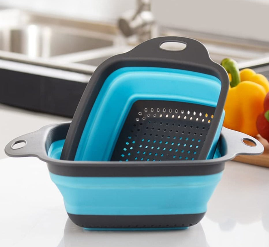 Passoire pliable en silicone, économise de l'espace dans la cuisine et est idéale pour les pâtes, les légumes et les fruits. - X10 Maroc - Livraison gratuite -