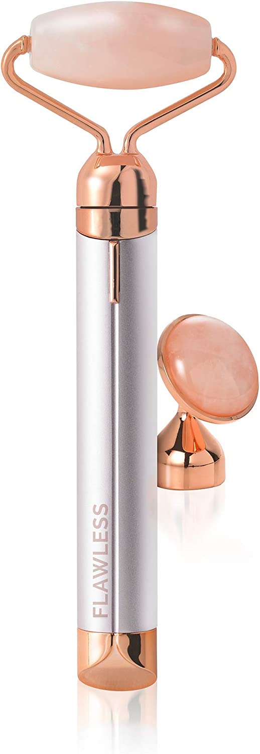 Roller de Massage Visage en Quartz Rose Authentique, avec technologie micro-vibrations - X10 Maroc - Livraison gratuite -