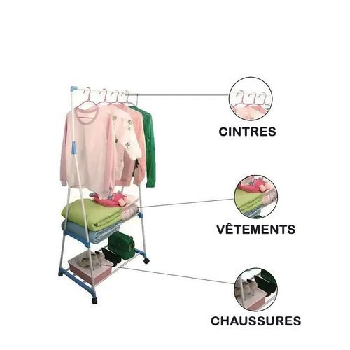 Porte-vêtements triple amovible multifonctionnel avec roues autoportant - X10 Maroc - Livraison gratuite -