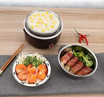 Boîte à lunch chauffante électrique 220V en acier inoxydable avec récipient chauffant pour aliments 3 couches - X10 Maroc - Livraison gratuite -