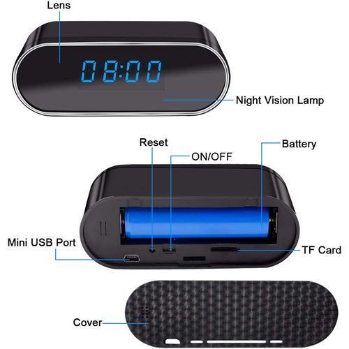 Réveil avec Caméra Espion Full HD 1080P WiFi Vision Nocturne et Détection de Mouvement - X10 Maroc - Livraison gratuite -