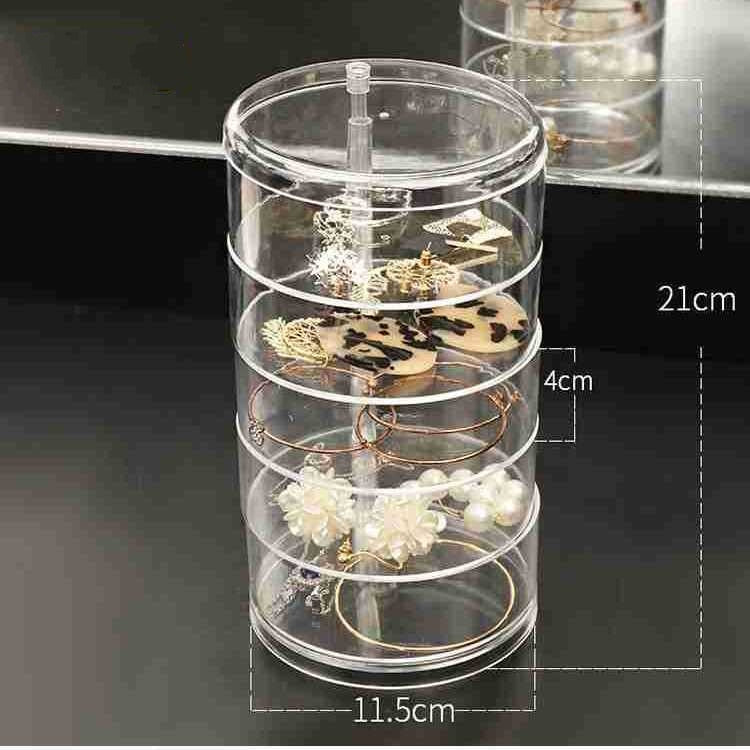 Organisateur de bijoux rotatif à 360 degrés transparent avec boîte à 5 niveaux - X10 Maroc - Livraison gratuite -