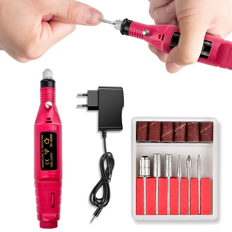 20000 tr/min USB électrique manucure pédicure perceuse avec limes à ongles 6 pièces ponceuse - X10 Maroc - Livraison gratuite -