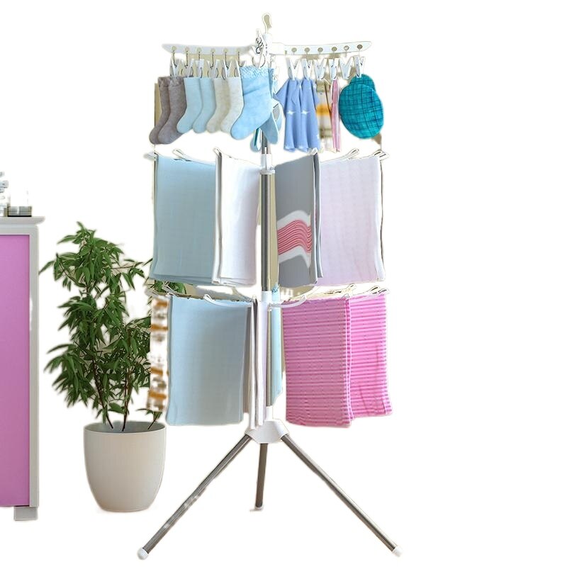 Séchoir à linge pliant rotatif à 360 degrés, quatre couches avec 48 pinces de séchage - X10 Maroc - Livraison gratuite -