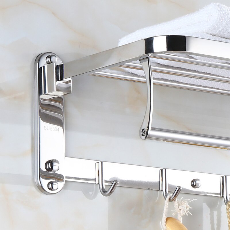 Double porte-serviettes pliant mural en acier inoxydable à double rail avec crochet - X10 Maroc - Livraison gratuite -