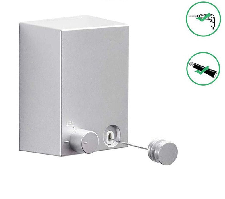 corde à linge escamotable d'intérieur d'acier inoxydable de 4.2m pour sécher des vêtements fixés au mur - X10 Maroc - Livraison gratuite - Silver