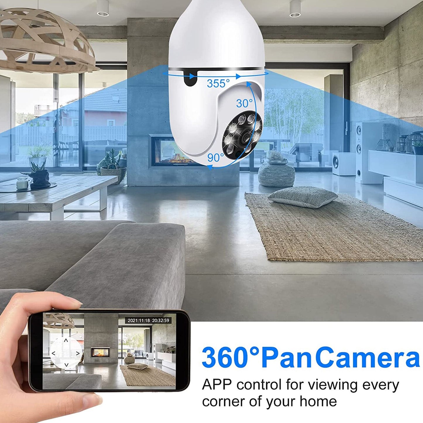 Caméra de sécurité PTZ sans Fil 1080p avec connecteur de bulbe E27 - X10 Maroc - Livraison gratuite -