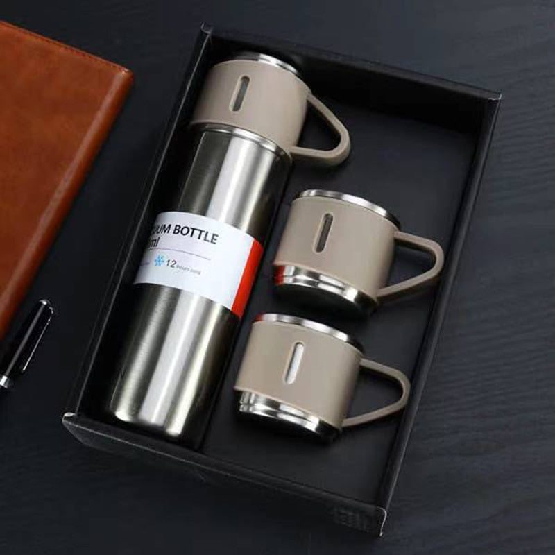Bouteille isotherme sous vide Thermo 500 ml en acier inoxydable avec tasse - X10 Maroc - Livraison gratuite - silver set