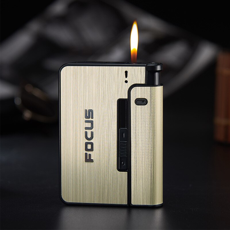 Distributeur Boite boitier étui 10 Cigarettes avec Briquet tempête Argent. - X10 Maroc - Livraison gratuite - gold