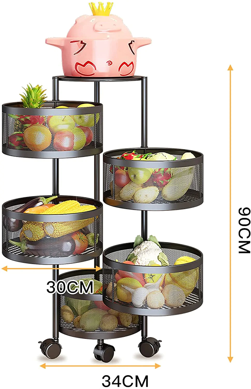 Panier à légumes rotatif pour ranger les fruits et les articles ménagers - X10 Maroc - Livraison gratuite -