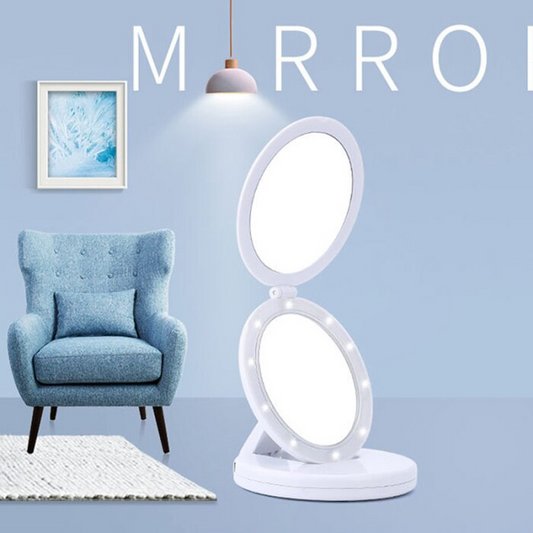 Miroir de maquillage éclairé pliable - X10 Maroc - Livraison gratuite -