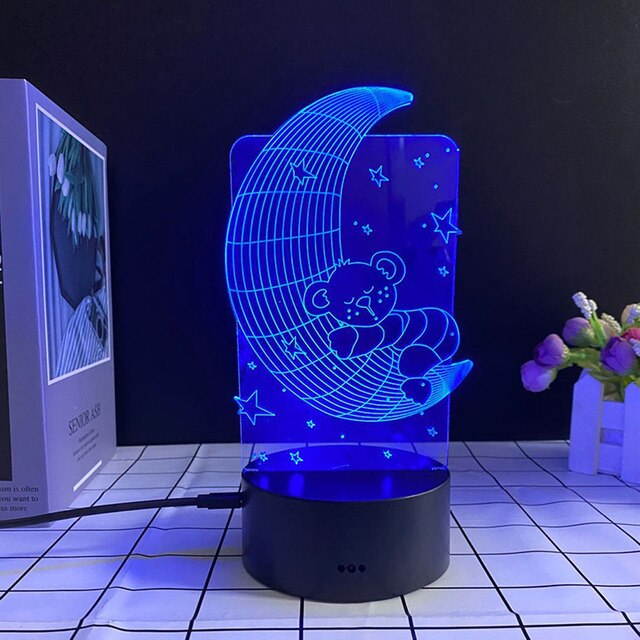 Lampe LED 3D à 7 couleurs changeantes - X10 Maroc - Livraison gratuite - croissant de lune