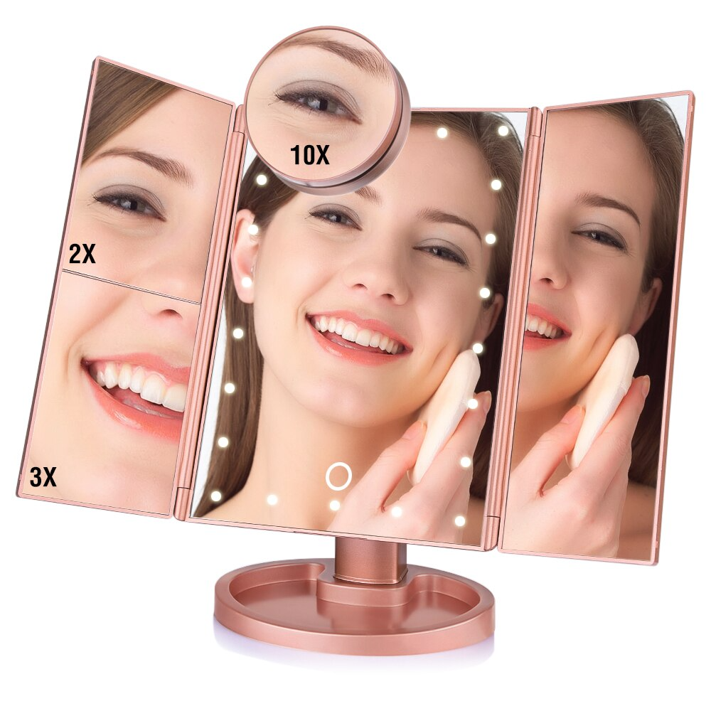 LED Miroir de maquillage à tactile grossissant - X10 Maroc - Livraison gratuite -