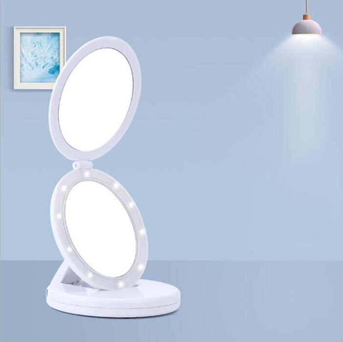 Miroir de maquillage éclairé pliable - X10 Maroc - Livraison gratuite -