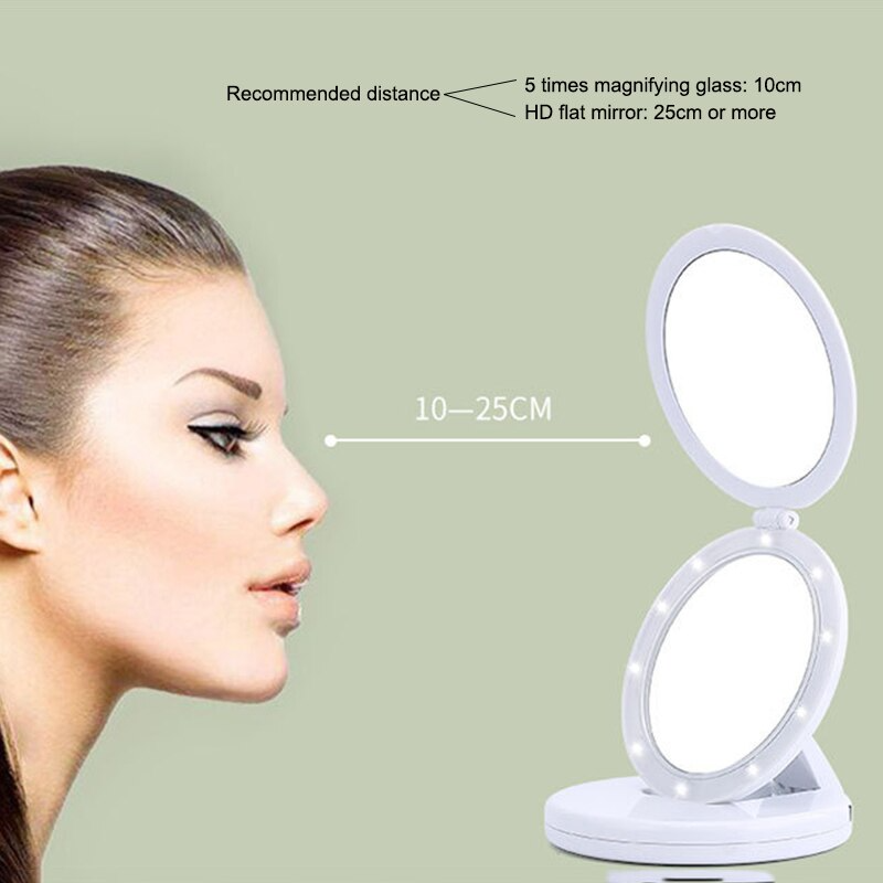 Miroir de maquillage éclairé pliable - X10 Maroc - Livraison gratuite -