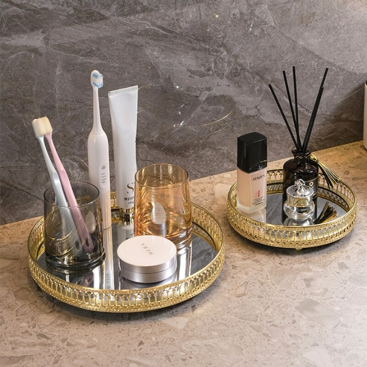 Plateau rond de style ins verre - X10 Maroc - Livraison gratuite -