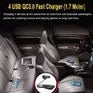 Chargeur de voiture USB 1,8 m 8A Max 4 ports avec concentrateur USB extensible pour le chargement des sièges avant et arrière (noir) - X10 Maroc - Livraison gratuite -