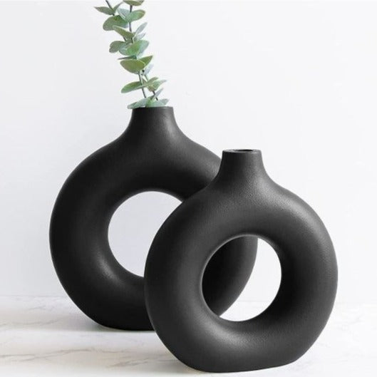 Vase à donuts en céramique - X10 Maroc - Livraison gratuite - L: 30x35 + M: 20x25