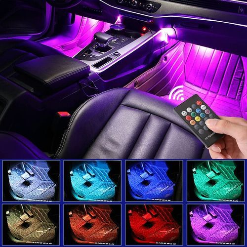 Bande lumineuse de voiture à LED RVB 7 couleurs Télécommande musicale - X10 Maroc - Livraison gratuite -
