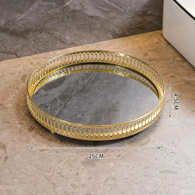 Plateau rond de style ins verre - X10 Maroc - Livraison gratuite - 25cm/4.5cm