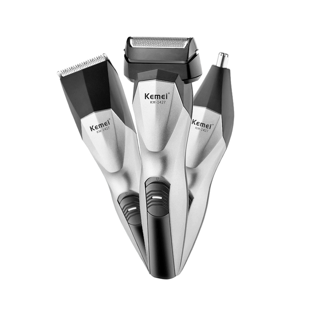 Kemei - Rasoir Électrique Multifonction 3 en 1 - X10 Maroc - Livraison gratuite - Gris