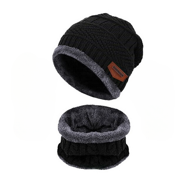 X10-Bonnet et écharpe en laine - X10 Maroc - Livraison gratuite - Noir