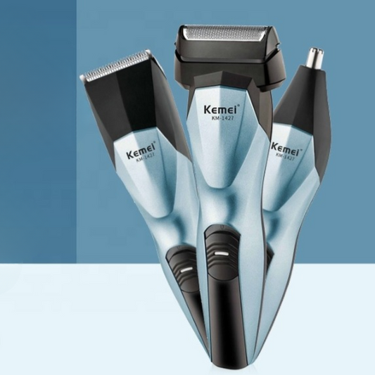 Kemei - Rasoir Électrique Multifonction 3 en 1 - X10 Maroc - Livraison gratuite - Bleu