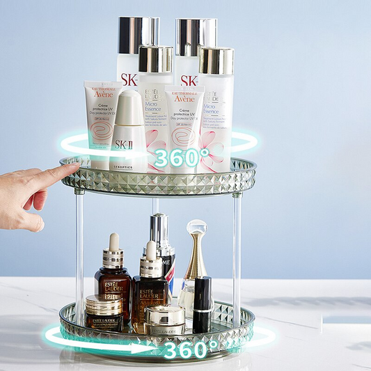 Organisateur de maquillage rotatif 2 couches - X10 Maroc - Livraison gratuite -