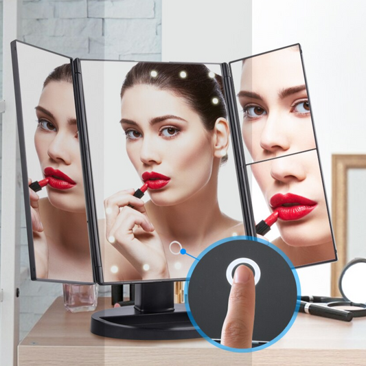 LED Miroir de maquillage à tactile grossissant - X10 Maroc - Livraison gratuite -