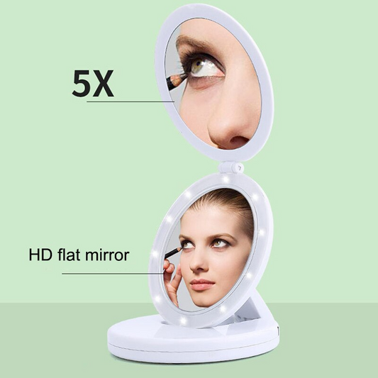 Miroir de maquillage éclairé pliable - X10 Maroc - Livraison gratuite -
