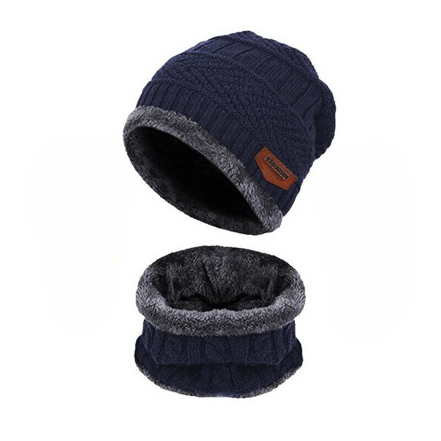 X10-Bonnet et écharpe en laine - X10 Maroc - Livraison gratuite - Bleu