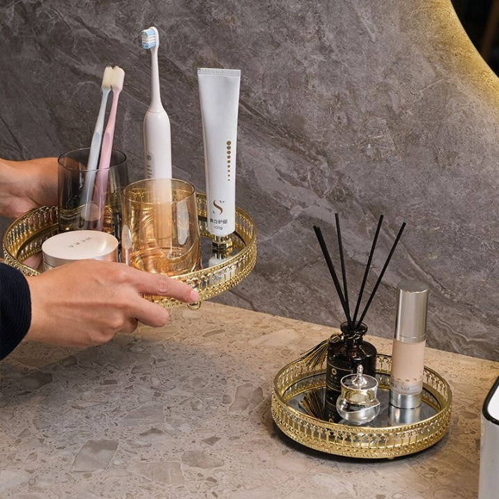 Plateau rond de style ins verre - X10 Maroc - Livraison gratuite -