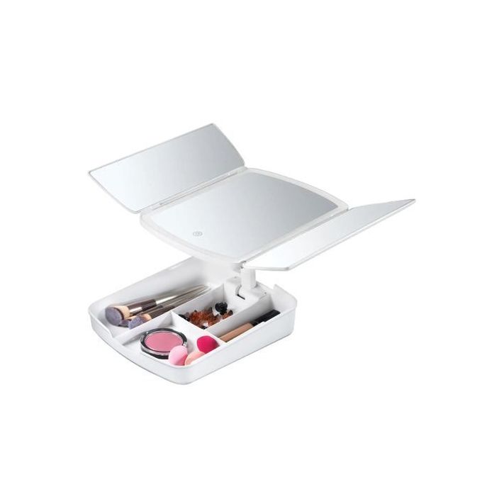 Miroir de maquillage éclairé et organiseur