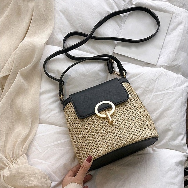 X10-Sac à main en paille - X10 Maroc - Livraison gratuite - Noire