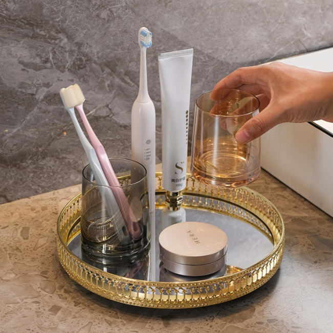 Plateau rond de style ins verre - X10 Maroc - Livraison gratuite -