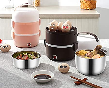 Boîte à lunch chauffante électrique 220V en acier inoxydable avec récipient chauffant pour aliments 3 couches - X10 Maroc - Livraison gratuite -