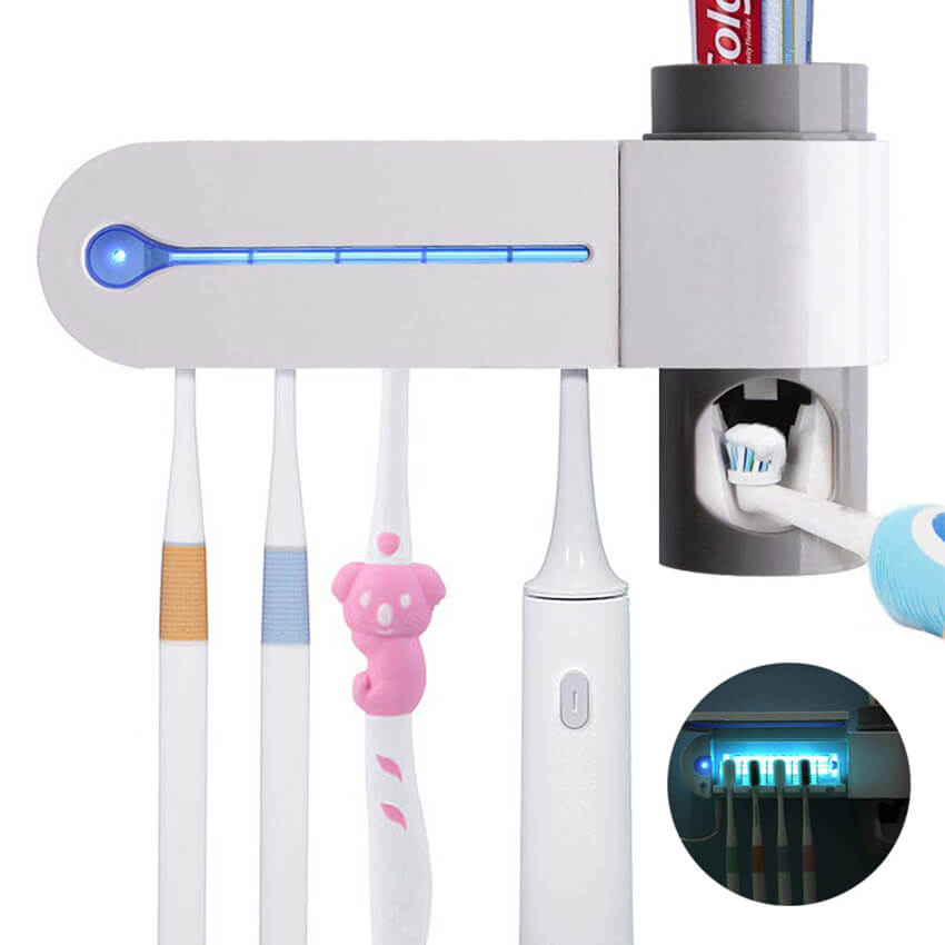Porte brosse à dents Distributeur dentifrice et Stérilisateur à UV - X10 Maroc - Livraison gratuite -