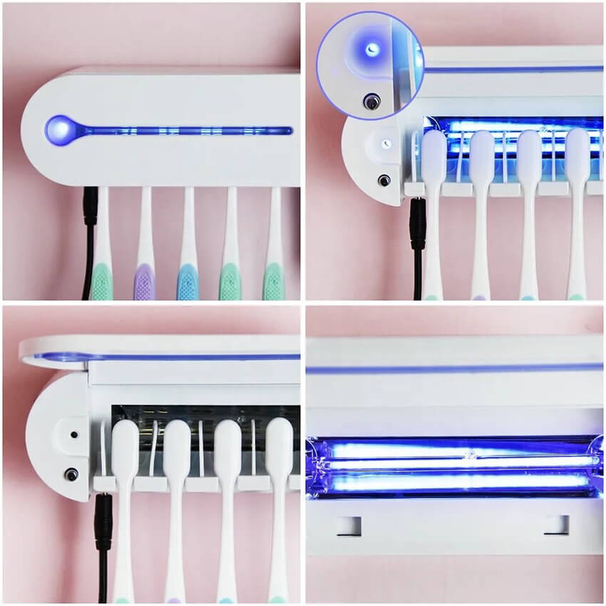 Porte brosse à dents Distributeur dentifrice et Stérilisateur à UV - X10 Maroc - Livraison gratuite -