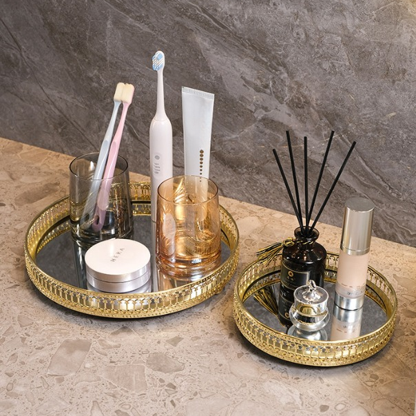 Plateau rond de style ins verre - X10 Maroc - Livraison gratuite -