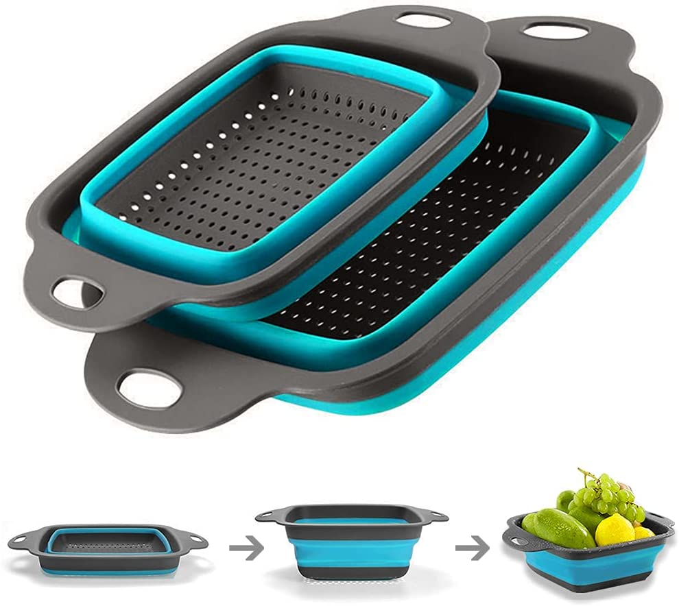 Passoire pliable en silicone, économise de l'espace dans la cuisine et est idéale pour les pâtes, les légumes et les fruits. - X10 Maroc - Livraison gratuite -