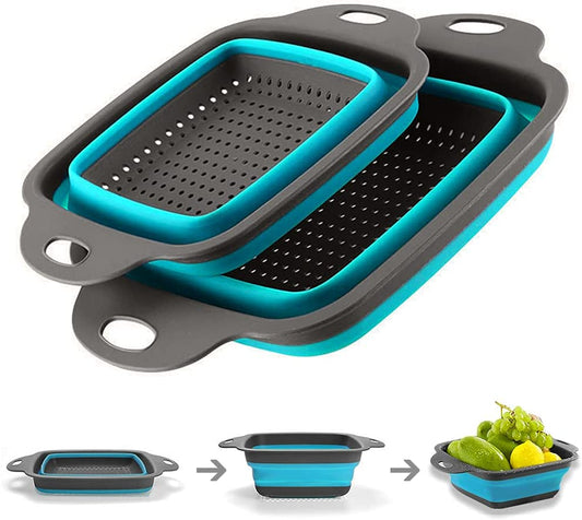 Passoire pliable en silicone, économise de l'espace dans la cuisine et est idéale pour les pâtes, les légumes et les fruits. - X10 Maroc - Livraison gratuite -