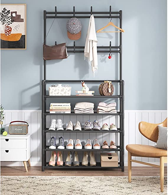 2 in 1 Portant Penderie - Rangement Vêtements et chaussures - X10 Maroc - Livraison gratuite -