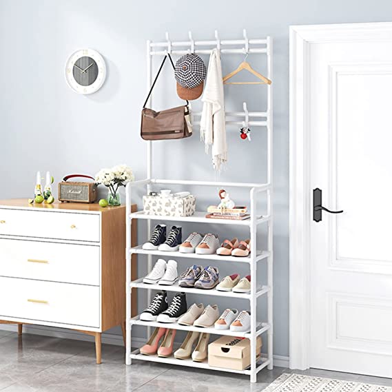 2 in 1 Portant Penderie - Rangement Vêtements et chaussures - X10 Maroc - Livraison gratuite - Blanc / 5