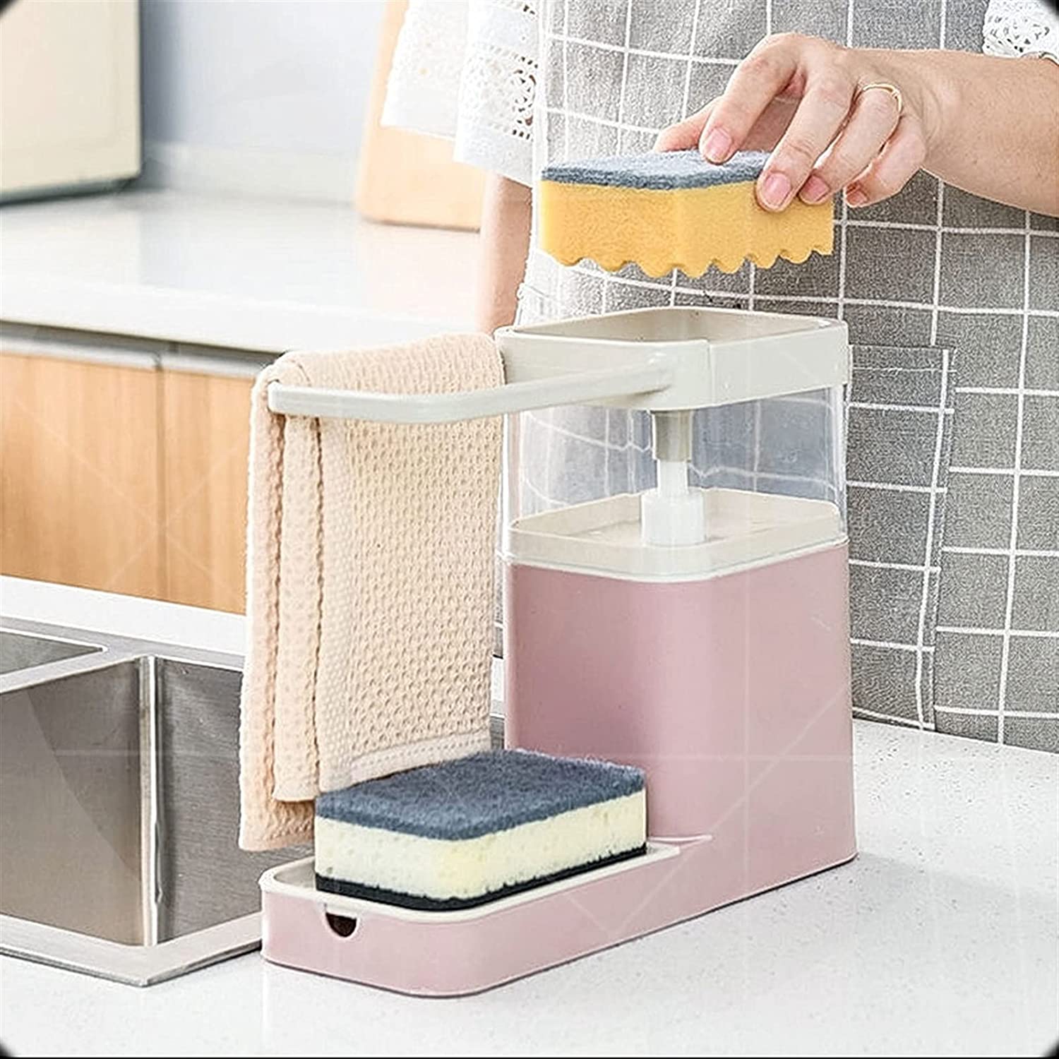 Distributeur de savon 2 en 1 avec vaisselle et porte-serviettes - X10 Maroc - Livraison gratuite -