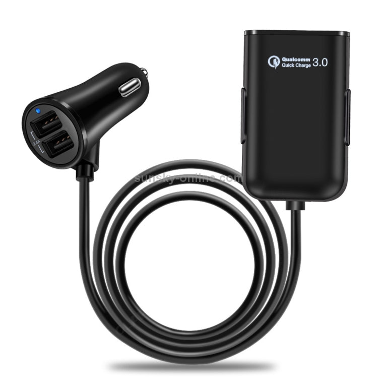 Chargeur de voiture USB 1,8 m 8A Max 4 ports avec concentrateur USB extensible pour le chargement des sièges avant et arrière (noir) - X10 Maroc - Livraison gratuite -
