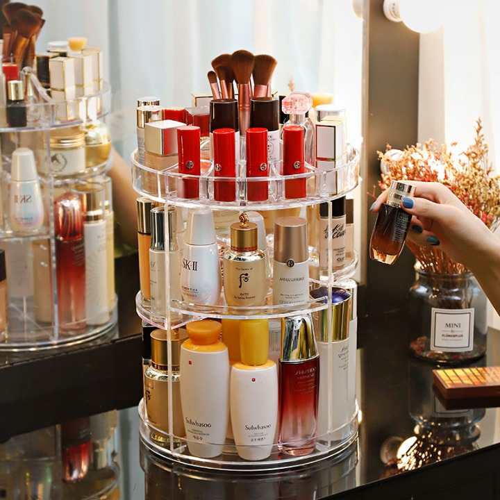 Boîte de rangement cosmétique rotative 360° - X10 Maroc - Livraison gratuite -