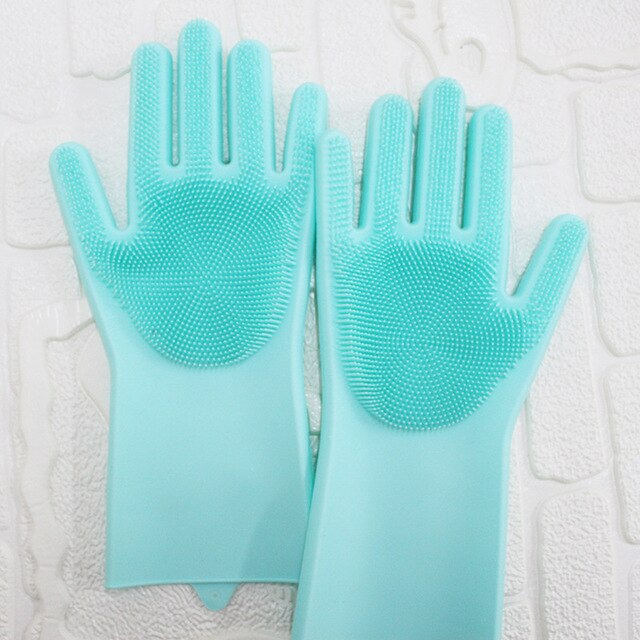 Gants magiques réutilisables en silicone avec brosse de nettoyage - X10 Maroc - Livraison gratuite - Vert